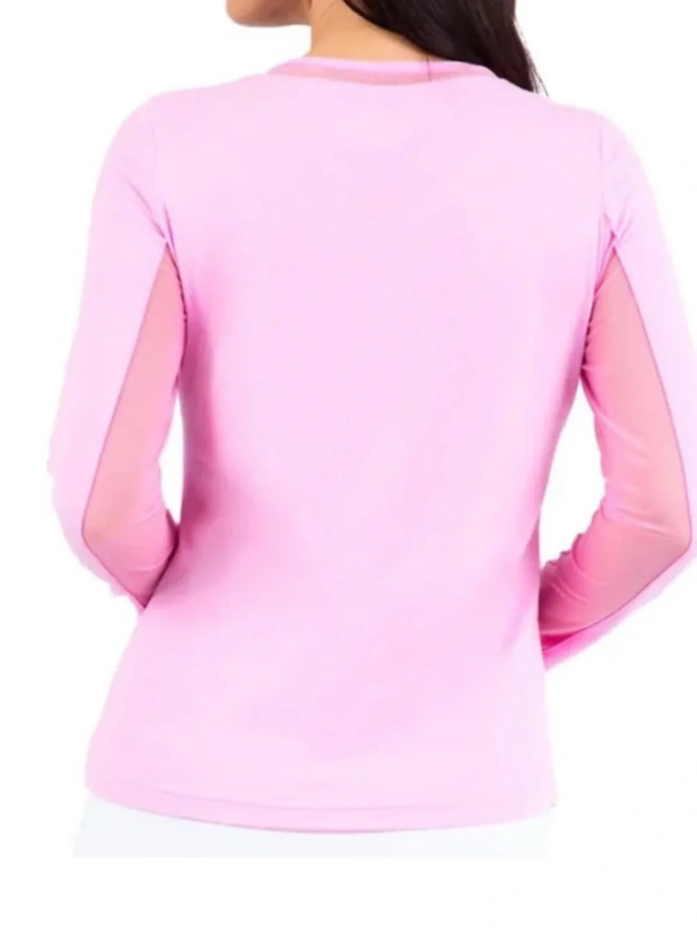 IBKUL Long Sleeve Crewneck Top with Mesh Insert Candy Pink medium - Picture 3 of 10